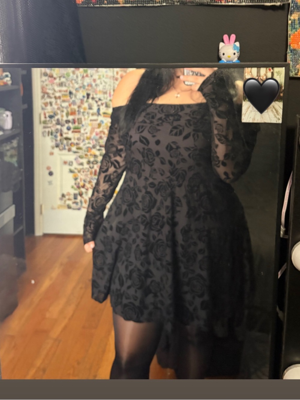wild fable Black Floral Off-Shoulder Fit & Flare Dress